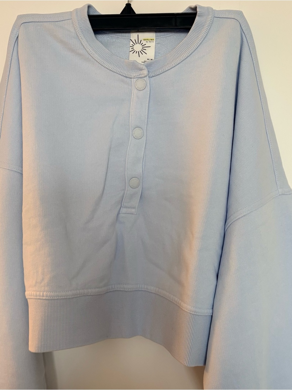 Offline By Aerie Throwback Snap Fleece Crewneck Sweatshirt Size M NWT
